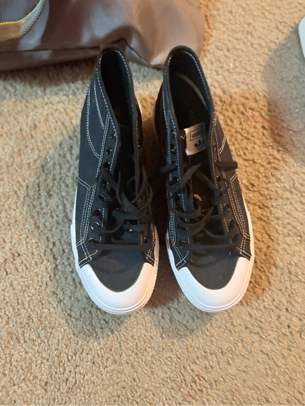 adidas Black and White High-Top Canvas Ankle Boots